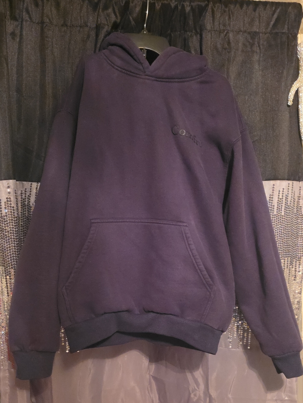 Unisex Navy Hooded Pullover Sweatshirt with Subtle Logo